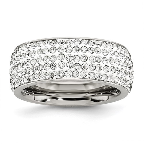 Chisel Stainless Steel Polished Band with Crystal 9mm