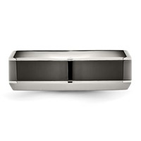 Chisel Stainless Steel Base Band with Polished Black Ceramic Center Beveled view 3