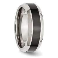 Chisel Stainless Steel Base Band with Polished Black Ceramic Center Beveled view 4