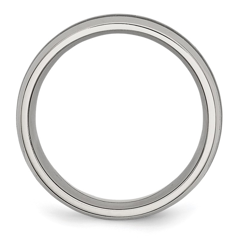 Chisel Stainless Steel Polished with Black Carbon Fiber Inlay 8mm Band