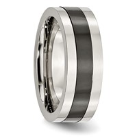 Stainless Steel Base Band with Polished Black Ceramic Center view 4