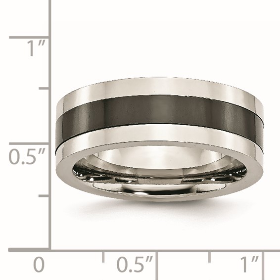 Stainless Steel Base with Polished Black Ceramic Center Band