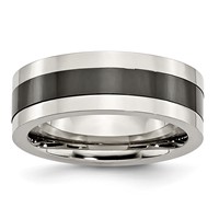 Stainless Steel Base Band with Polished Black Ceramic Center view 1