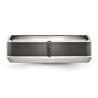 Chisel Stainless Steel Base Band with Brushed Black Ceramic Center Beveled view 2