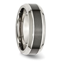 Chisel Stainless Steel Base Band with Brushed Black Ceramic Center Beveled view 3