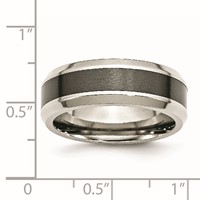 Chisel Stainless Steel Base Band with Brushed Black Ceramic Center Beveled view 5