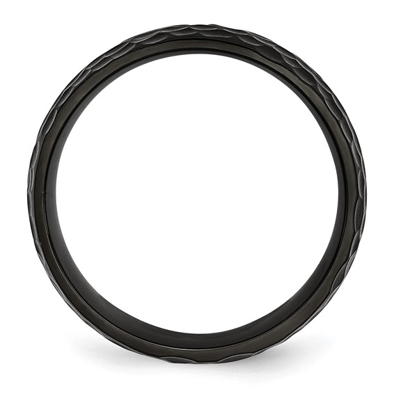Chisel Stainless Steel Hammered Black IP-plated 8mm Band