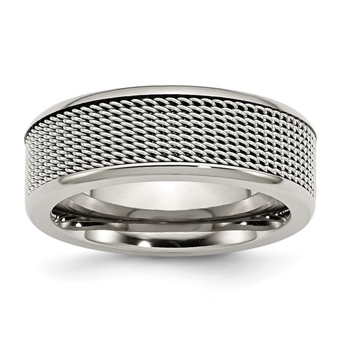 Stainless Steel Base Band with Steel Mesh Center 8mm