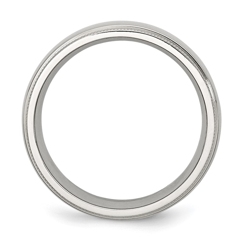 Chisel Stainless Steel Polished 8mm Grooved and Beaded Band
