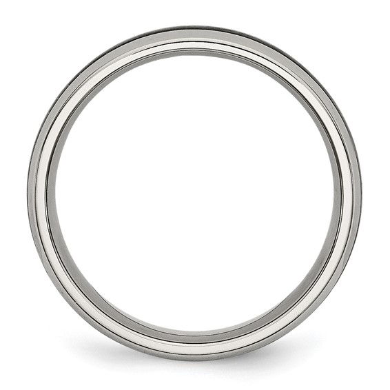 Chisel Stainless Steel Polished with Black Carbon Fiber Inlay 6mm Band