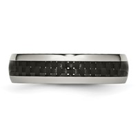 Chisel Stainless Steel Polished Band with Black Carbon Fiber Inlay 6mm view 3