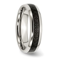 Chisel Stainless Steel Polished Band with Black Carbon Fiber Inlay 6mm view 4