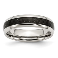 Chisel Stainless Steel Polished Band with Black Carbon Fiber Inlay 6mm view 1