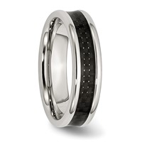 Chisel Stainless Steel Polished Band with Black Carbon Fiber Inlay 6mm view 4