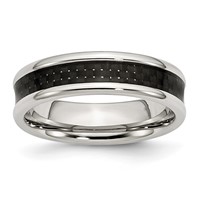 Chisel Stainless Steel Polished Band with Black Carbon Fiber Inlay 6mm view 1