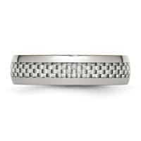 Chisel Stainless Steel Polished Band with Grey Carbon Fiber Inlay 6mm view 3