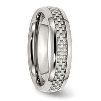 Chisel Stainless Steel Polished Band with Grey Carbon Fiber Inlay 6mm view 4