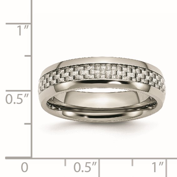 Chisel Stainless Steel Polished with Grey Carbon Fiber Inlay 6mm Band