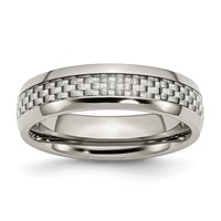 Chisel Stainless Steel Polished Band with Grey Carbon Fiber Inlay 6mm view 1