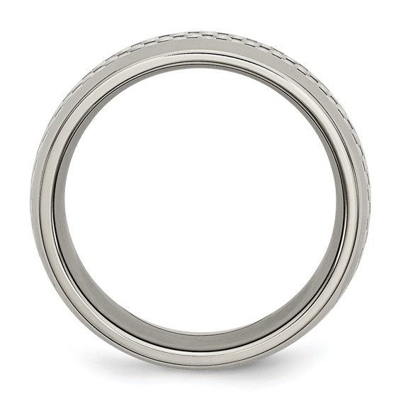 Chisel Stainless Steel Polished with Grey Carbon Fiber Inlay 8mm Band