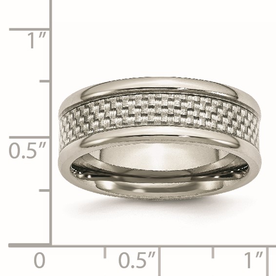 Stainless Steel Polished w/ Grey Carbon Fiber Inlay 8mm Band