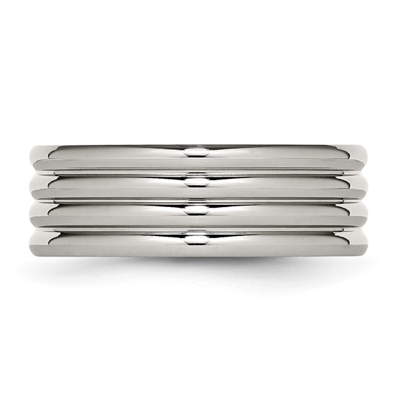 Chisel Stainless Steel Polished 8mm Grooved Band