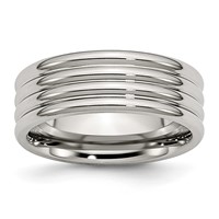 Chisel Stainless Steel Polished 8mm Grooved Band view 1