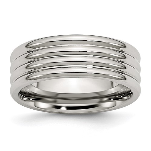 Chisel Stainless Steel Polished 8mm Grooved Band
