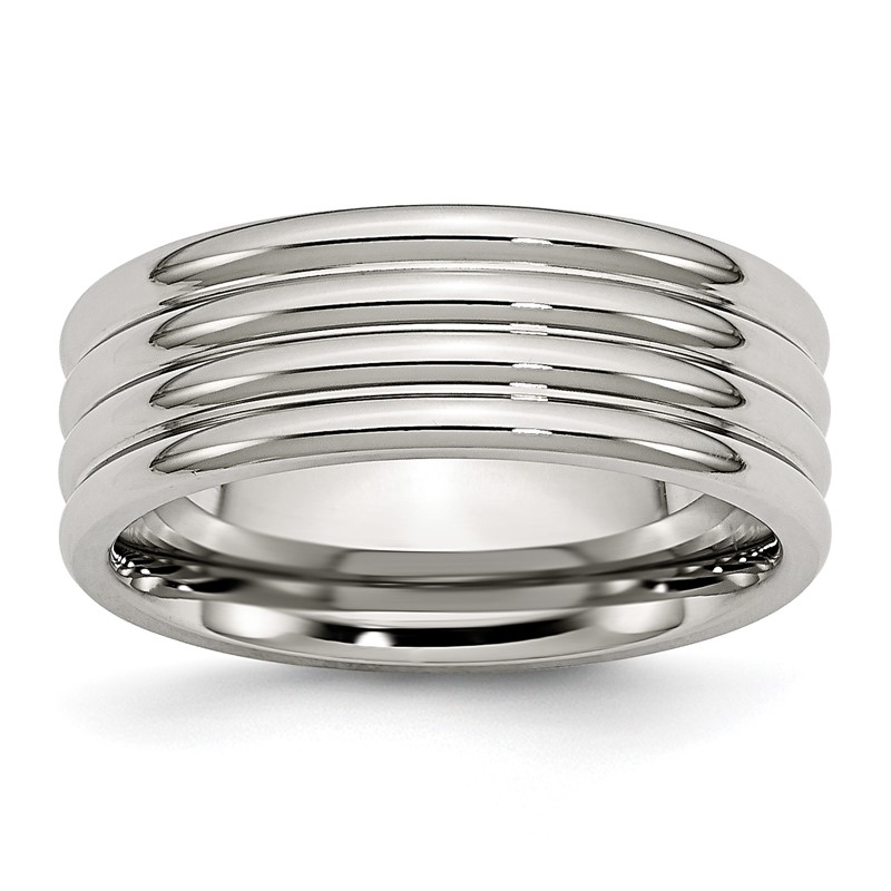 Chisel Stainless Steel Polished 8mm Grooved Band