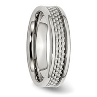 Stainless Steel Polished Band with Grey Carbon Fiber Inlay 6mm view 4