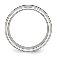 Chisel Stainless Steel Polished Band with Blue Carbon Fiber Inlay 8mm view 2