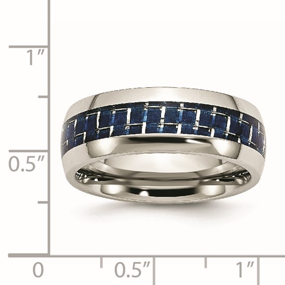 Chisel Stainless Steel Polished with Blue Carbon Fiber Inlay 8mm Band