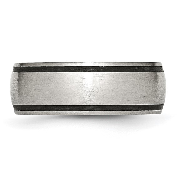 Chisel Stainless Steel Brushed with Black Rubber 8mm Band