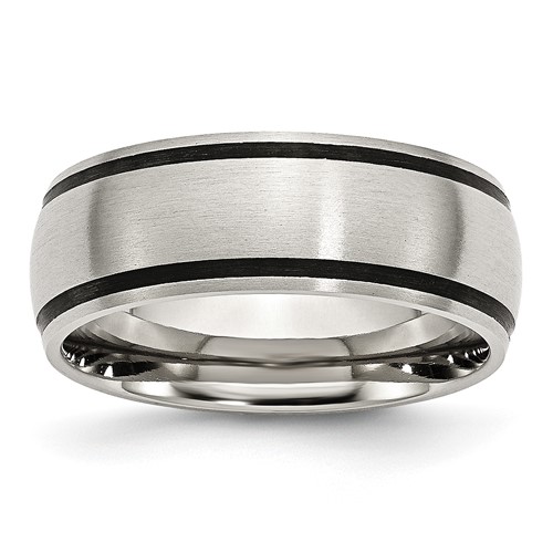Chisel Stainless Steel Brushed Band with Black Rubber 8mm