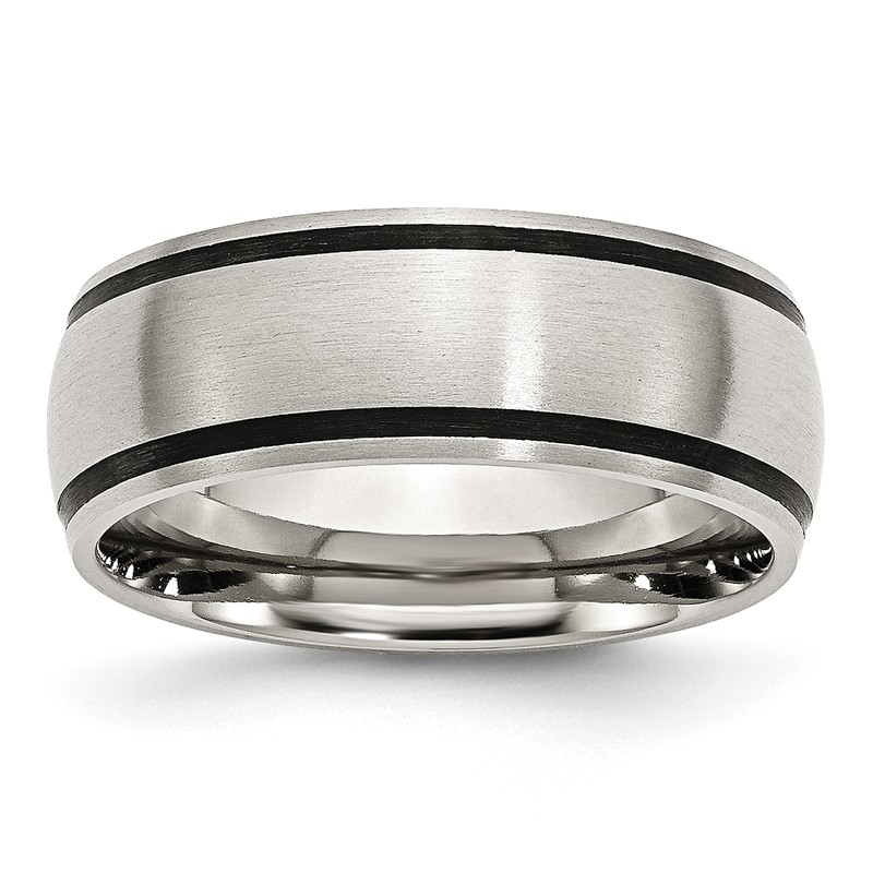 Chisel Stainless Steel Brushed with Black Rubber 8mm Band
