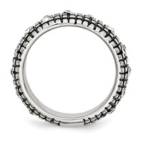 Stainless Steel Antiqued and Polished Band with Crystal 10mm view 2