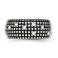 Stainless Steel Antiqued and Polished Band with Crystal 10mm view 3
