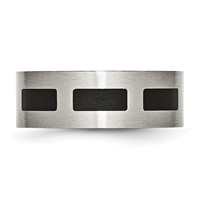 Stainless Steel Brushed Band with Black Rubber 8mm Flat view 4