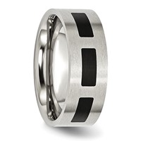 Stainless Steel Brushed Band with Black Rubber 8mm Flat view 5