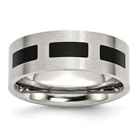 Stainless Steel Brushed Band with Black Rubber 8mm Flat view 1