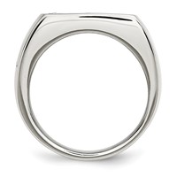 Stainless Steel Antiqued Polished & Textured Cross Signet Ring view 2