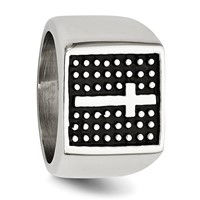 Stainless Steel Antiqued Polished & Textured Cross Signet Ring view 5