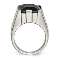 Stainless Steel Black CZ Polished Ring view 2