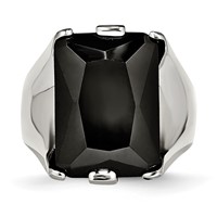 Stainless Steel Black CZ Polished Ring view 4
