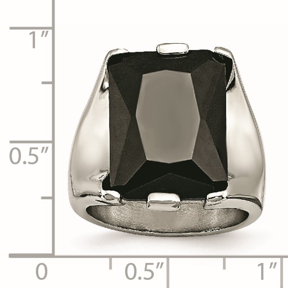 Stainless Steel Black CZ Polished Ring