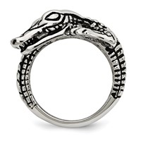 Stainless Steel Antiqued Alligator Ring view 2
