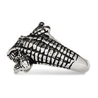 Stainless Steel Antiqued Alligator Ring view 3