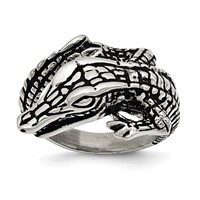 Stainless Steel Antiqued Alligator Ring view 1