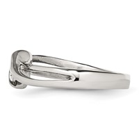 Chisel Stainless Steel Polished Twist Ring with Round CZ view 3