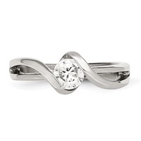 Chisel Stainless Steel Polished Twist Ring with Round CZ view 4